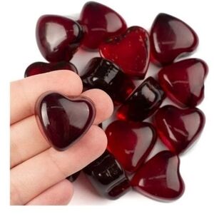 GLASS STONES CRAFTS LOT OF 128 - 25 Glass Red Hearts & 103 Blue Glass  EUC!